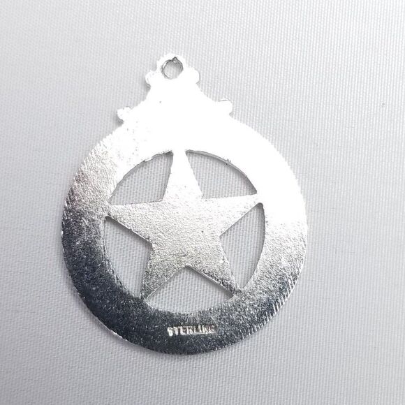 Vintage Sterling Silver P.N.G Star Pendant, Red Green Enamel Charm, Estate - Picture 3 of 7